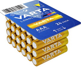 Mikroelem AAA, alkáli mangán, 1,5V, 24 db, Varta Longlife LR03, AAA, LR3, AM4M8A, AM4, S