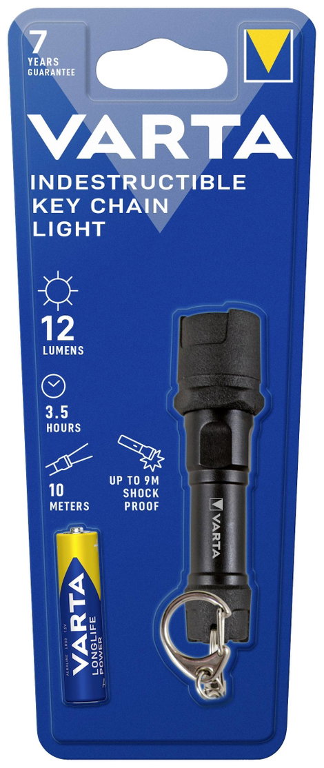 LED-es mini zseblámpa 12 lm 30 g, elemes, elpusztíthatatlan, fekete, Varta 16701101421 3. kép