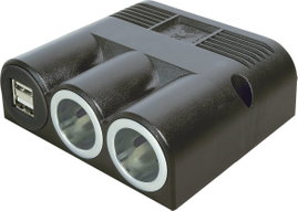 Szivargyújtó elosztó USB töltővel, 2 szivargyújtó aljzat, 2 USB A aljzat 12-24V/5V 2x2500 mA ProCar 