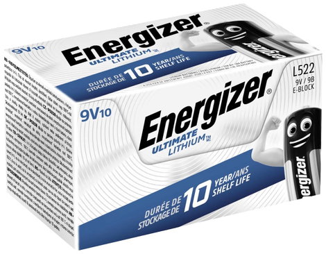9V-os elem készlet, lítium, 9V, 10 db, Energizer Ultimate 6LR61, 6LR21, 6AM6, 6LP3146, MN1604, A1604 3. kép