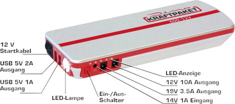 Indítássegítő 12 V-os Powerbankkal + LED munkalámpával, DINO 136102 3. kép
