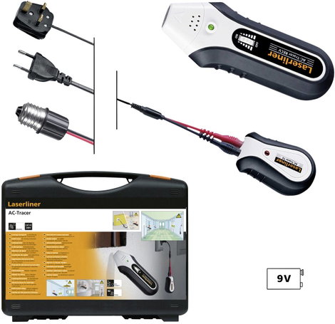 Vezetékvizsgáló kábelteszter és hanggenerátoros vezetékkereső E27 lámpa adapterrel Laserliner AC Tra 4. kép