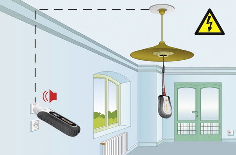 Vezetékvizsgáló kábelteszter és hanggenerátoros vezetékkereső E27 lámpa adapterrel Laserliner AC Tra 6. kép