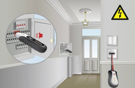 Vezetékvizsgáló kábelteszter és hanggenerátoros vezetékkereső E27 lámpa adapterrel Laserliner AC Tra 7. kép