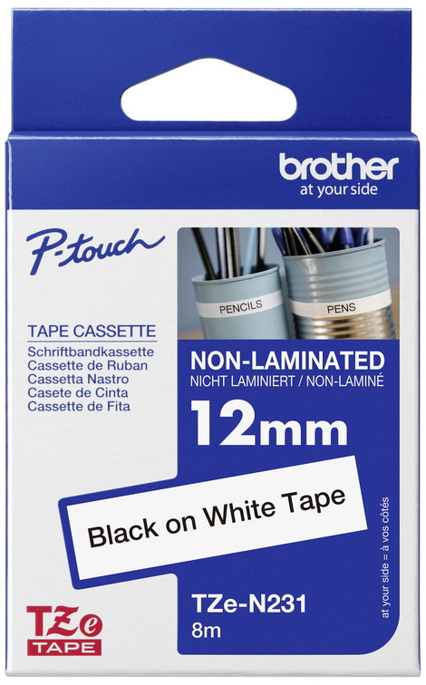 Etikett szalag Fehér/Fekete 12 mm/ 8 m, Brother TZe-N231