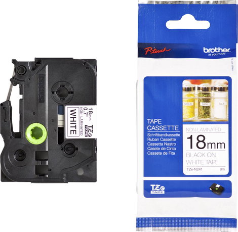 Feliratozó szalag, nem laminált Brother TZe-N241 Szalagszín: Fehér Szövegszín:Fekete 18 mm 8 m 2. kép