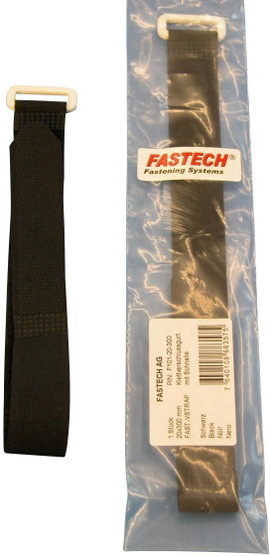 Tépőzár szalag 300 x 20 mm, fekete, 1 db, Fastech