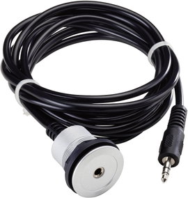 Jack hosszabbító kábel, 1x 3,5 mm jack dugó - 1x 3,5 mm beépíthető jack aljzat, 2 m, fekete, Schlege