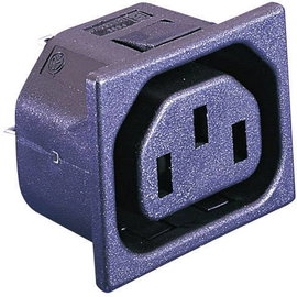 Beépíthető hálózati műszercsatlakozó aljzat, függőleges, 3 pól., 10 A, fekete, C13, ESKA Bulgin PX06