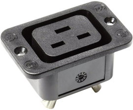 Beépíthető hálózati műszercsatlakozó aljzat, függőleges, 3 pól., 16 A, fekete, C19, Kaiser 766/63/sw
