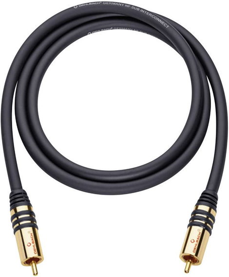 RCA audio kábel, 1x RCA dugó - 1x RCA dugó, 1 m, aranyozott, fekete, Oehlbach NF Sub