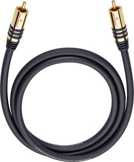 RCA audio kábel, 1x RCA dugó - 1x RCA dugó, 3 m, aranyozott, fekete, Oehlbach NF Sub