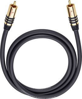 RCA audio kábel, 1x RCA dugó - 1x RCA dugó, 5 m, aranyozott, fekete, Oehlbach NF Sub