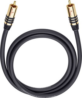 RCA audio kábel, 1x RCA dugó - 1x RCA dugó, 10 m, aranyozott, fekete, Oehlbach NF Sub