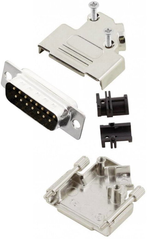 D-SUB dugó 45 °, pólusszám: 15 MH Connectors MHD45ZK15-DM15P-K