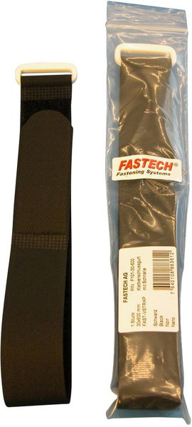 Tépőzár szalag pánttal 600 x 30 mm, fekete, 1 db, Fastech