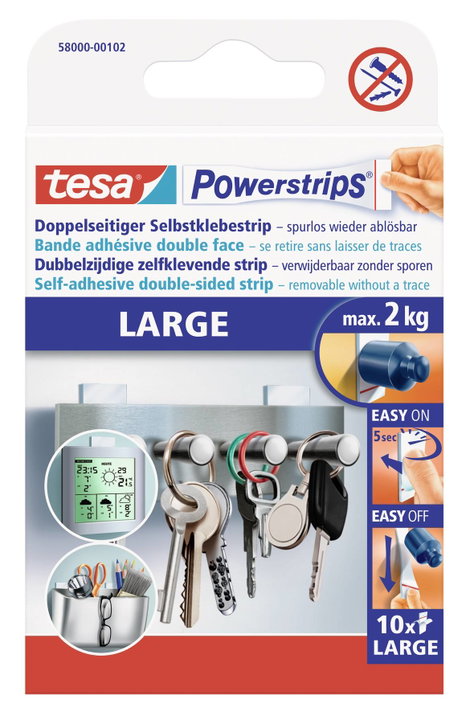 Kétoldalas ragasztólapok, 10 db, TESA®POWERSTRIPS®