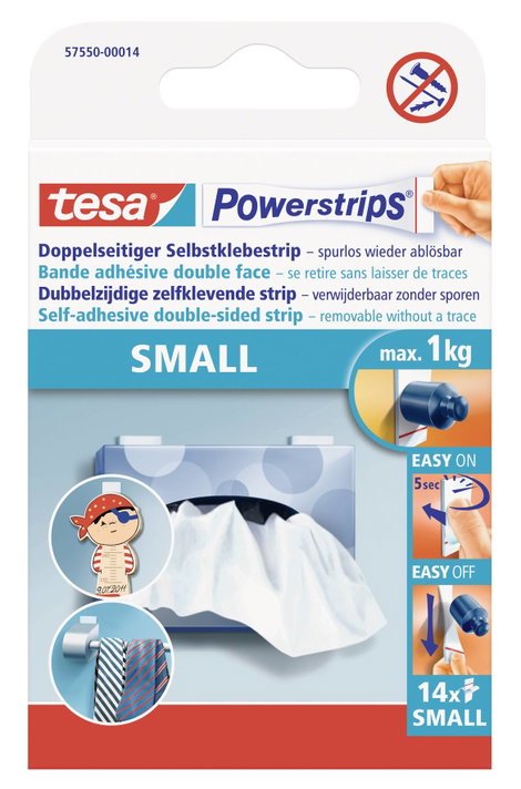 Kétoldalas ragasztó, kicsi 14 db, TESA®POWERSTRIPS®