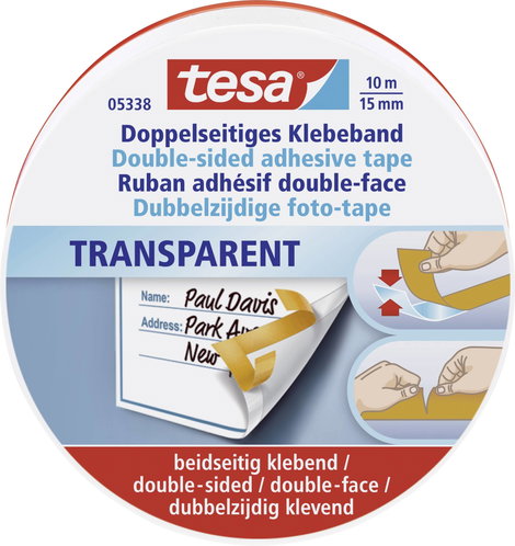 Kétoldalas ragasztószalag, átlátszó, 10m x 15mm, TESA®