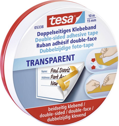 Kétoldalas ragasztószalag, átlátszó, 10m x 15mm, TESA® 2. kép
