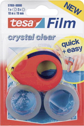 Ragasztószalag, átlátszó, 2 db + ragasztószalag tekercselő, TESA TESAFILM®
