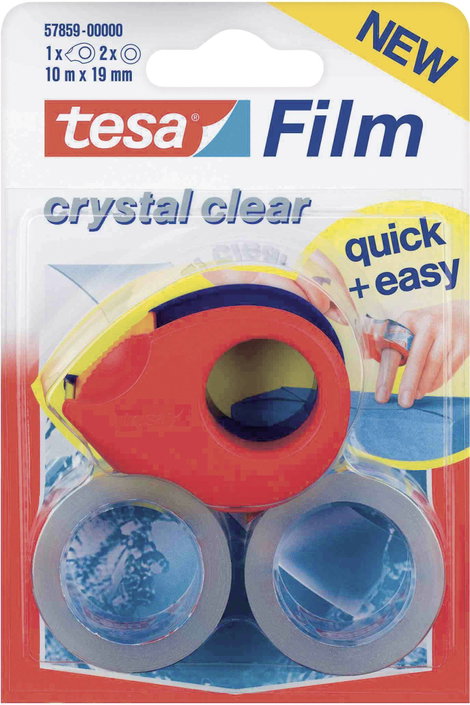 Ragasztószalag, átlátszó, 2 db + ragasztószalag tekercselő, TESA TESAFILM®
