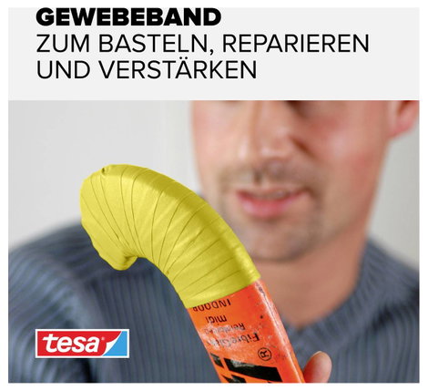 Szövetbetétes ragasztószalag, sárga, 2,75m x 19mm, tesa® EXTRA POWER 2. kép