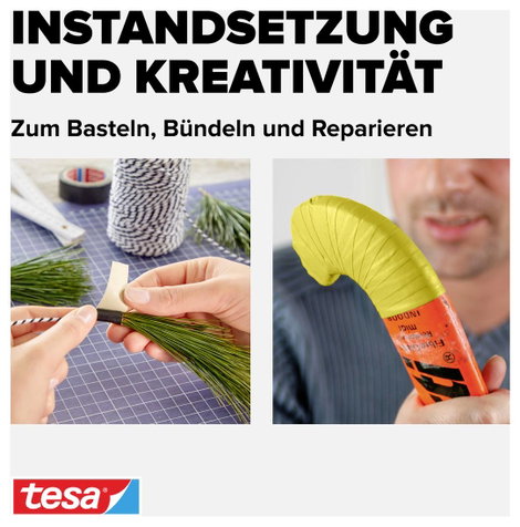 Szövetbetétes ragasztószalag, sárga, 2,75m x 19mm, tesa® EXTRA POWER 6. kép
