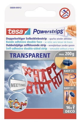 Kétoldalas ragasztószalag, 10 db, TESA®POWERSTRIPS® Deco