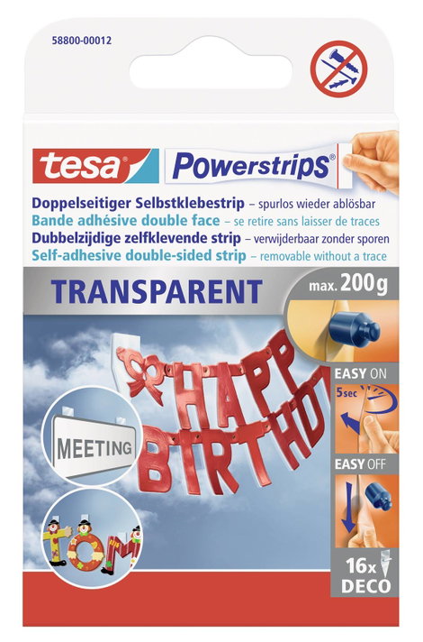 Kétoldalas ragasztószalag, 10 db, TESA®POWERSTRIPS® Deco