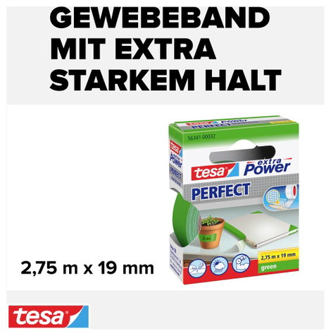 Szövetbetétes ragasztószalag, zöld, 2,75 m x 19 mm, tesa® EXTRA POWER 3. kép