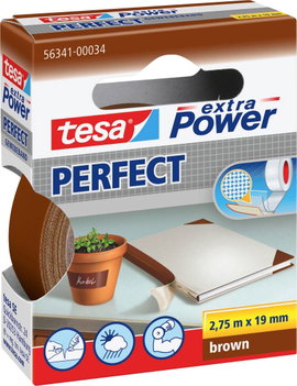 Szövetbetétes ragasztószalag, barna, 19 mm x 2,75 m, tesa® EXTRA POWER