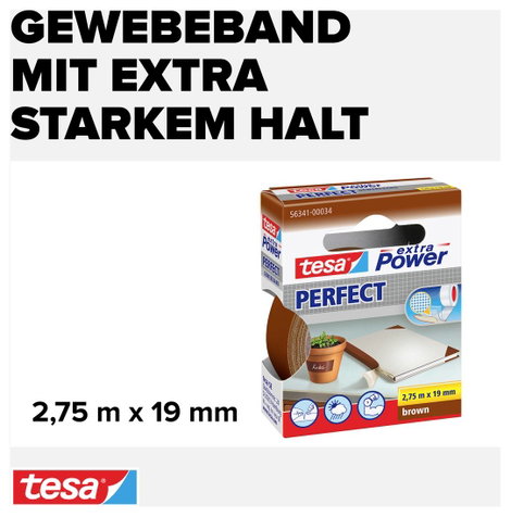 Szövetbetétes ragasztószalag, barna, 19 mm x 2,75 m, tesa® EXTRA POWER 3. kép