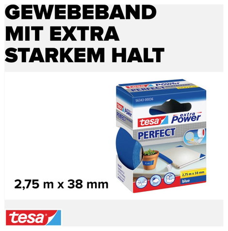 Szövetbetétes ragasztószalag, kék, 2,75 m x 38 mm, tesa® extra Power 3. kép