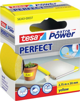 Szövetbetétes ragasztószalag, sárga, 2,75 m x 38 mm, tesa® extra Power