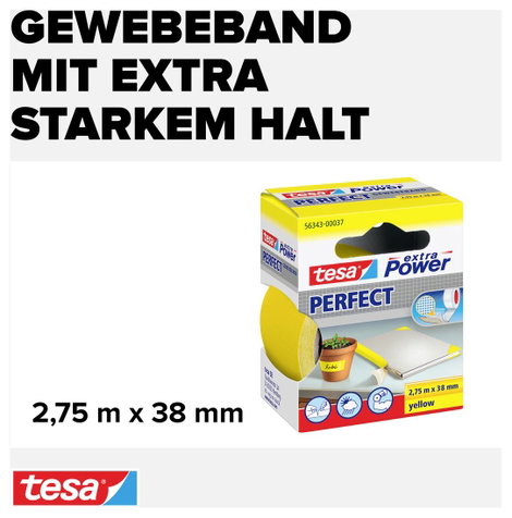 Szövetbetétes ragasztószalag, sárga, 2,75 m x 38 mm, tesa® extra Power 3. kép