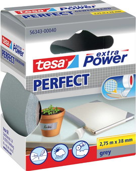 Szövetbetétes ragasztószalag, szürke, 2,75 m x 38 mm, tesa® extra Power