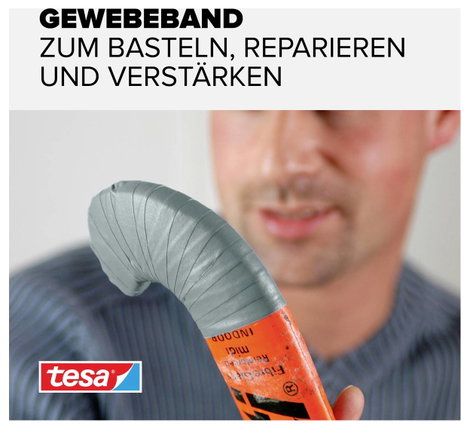 Szövetbetétes ragasztószalag, szürke, 2,75 m x 38 mm, tesa® extra Power 2. kép