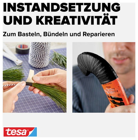 Szövetbetétes ragasztószalag, szövet, fekete, 2,75 mm x 38 mm, tesa® EXTRA POWER 6. kép
