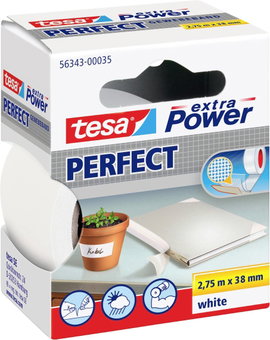 Szövetbetétes ragasztószalag, fehér, 2,75 m x 38 mm, tesa® extra Power