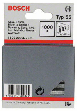 Keskenyhátú kapocs, 55-ös típus, 6 x 1,08 x 16 mm,os csomag 1000 db Bosch 1609200372