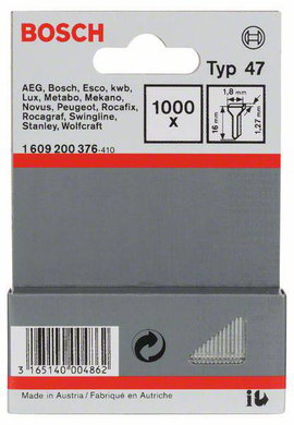 Szeg, 47-es típus, 1,8 x 1,27 x 16 mm 1000 db Bosch 1609200376