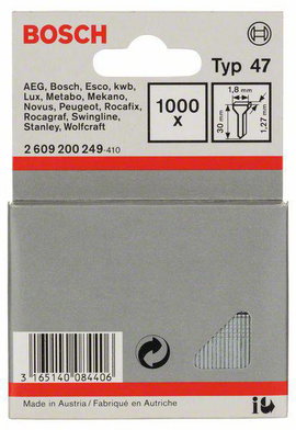 Szeg, 47-es típus, 1,8 x 1,27 x 30 mm 1000 db Bosch 2609200249