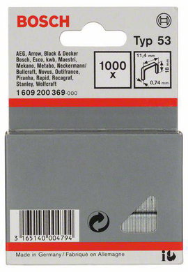 Tűzőgépkapocs 18/11,4 mm 53-as típus 1000 db Bosch 1609200369