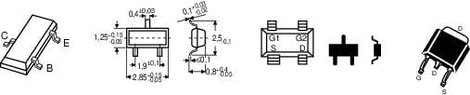 Alacsonyfrekvenciás tranzisztor Infineon BC 857 C pnp Ház típus SOT 23 I C (A) 0,1 A Emitter gátfesz 2. kép
