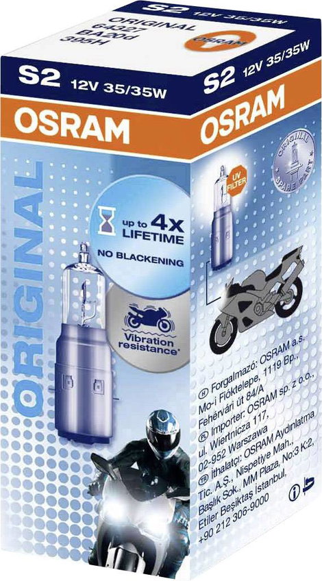 OSRAM Motorkerékpár izzó, Line Extender S2 12 V 12 V BA20d (Ø) 14.7 mm 64327 2. kép
