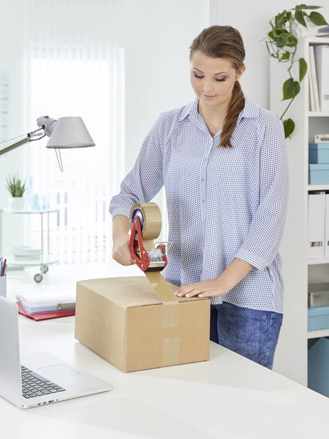 Ragasztószalag adagoló, kézi letekercselő, piros/kék tesapack® Comfort 06400-01-02 6. kép