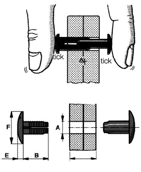 PB Fastener Rögzítő szegecs (A x B x C x D) mm 5,5 x 5,4 x 1,7 x 10 Lemezméret 5.7 - 7.3 mm PA Feket 3. kép