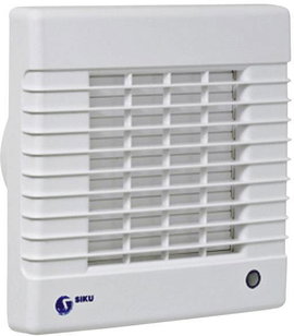 Fali és mennyezeti szellőző ventilátor zsaluval, Ø 125 mm, fehér, SIKU 27873