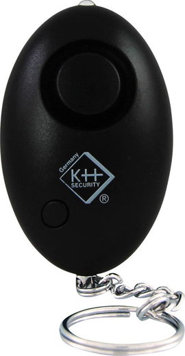 Kulcstartós pánikriasztó, táskariasztó, LED világítással, fekete, kh-security 100103
